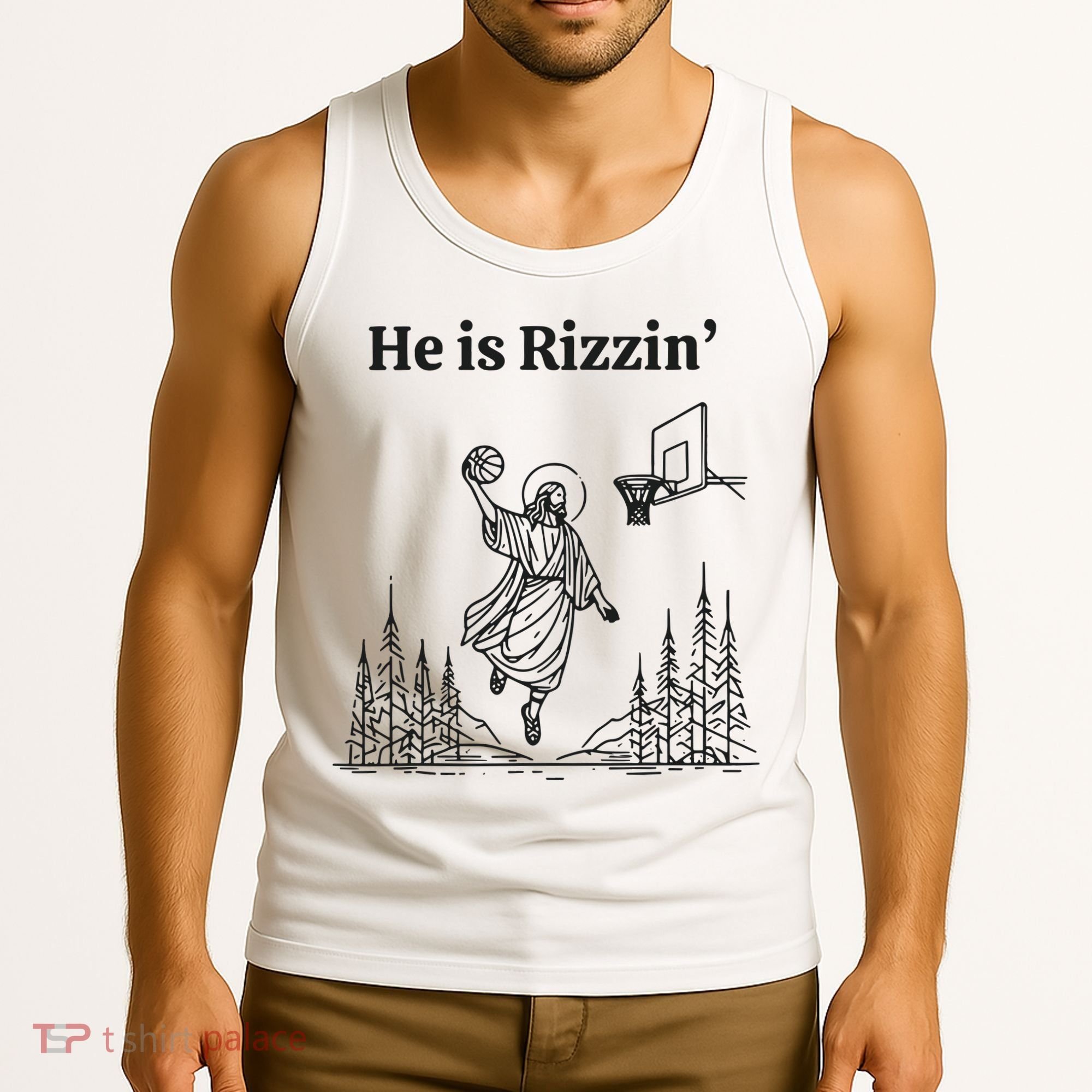 He Is Rizzen Basketball Tank Top