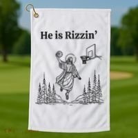 He Is Rizzen Basketball Golf Towel thumb 1