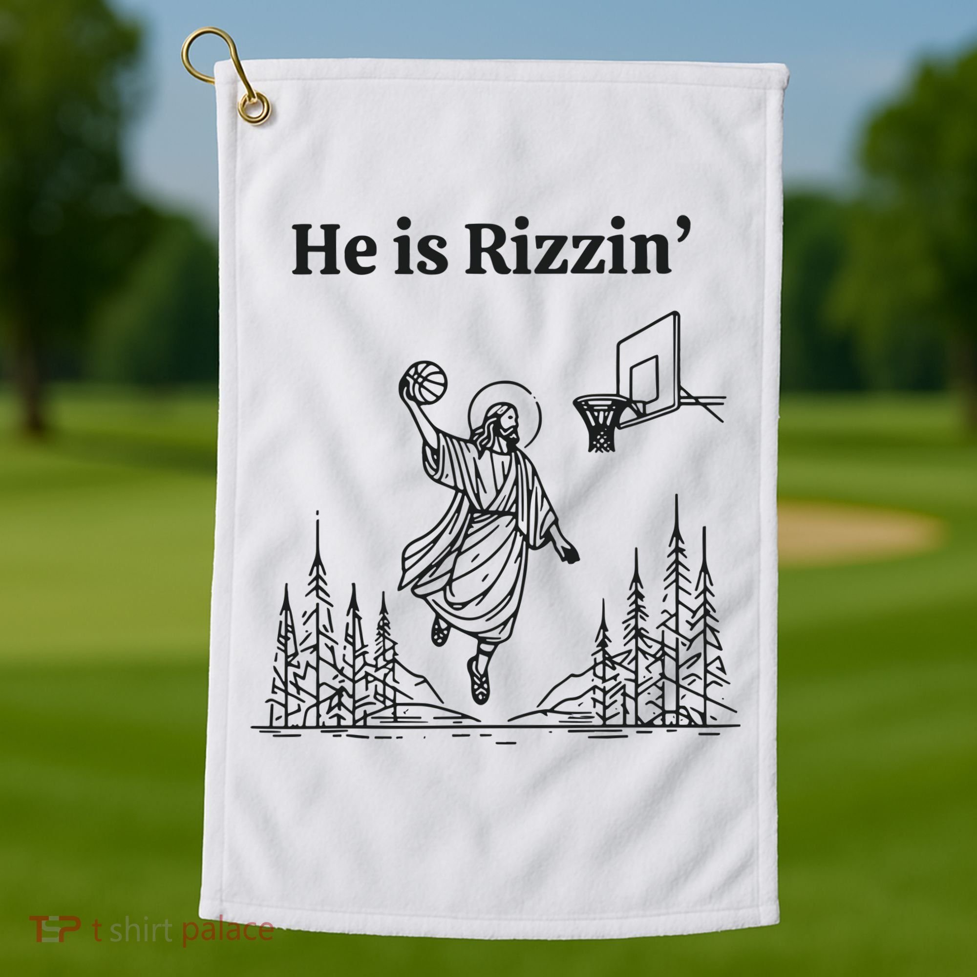 He Is Rizzen Basketball Golf Towel