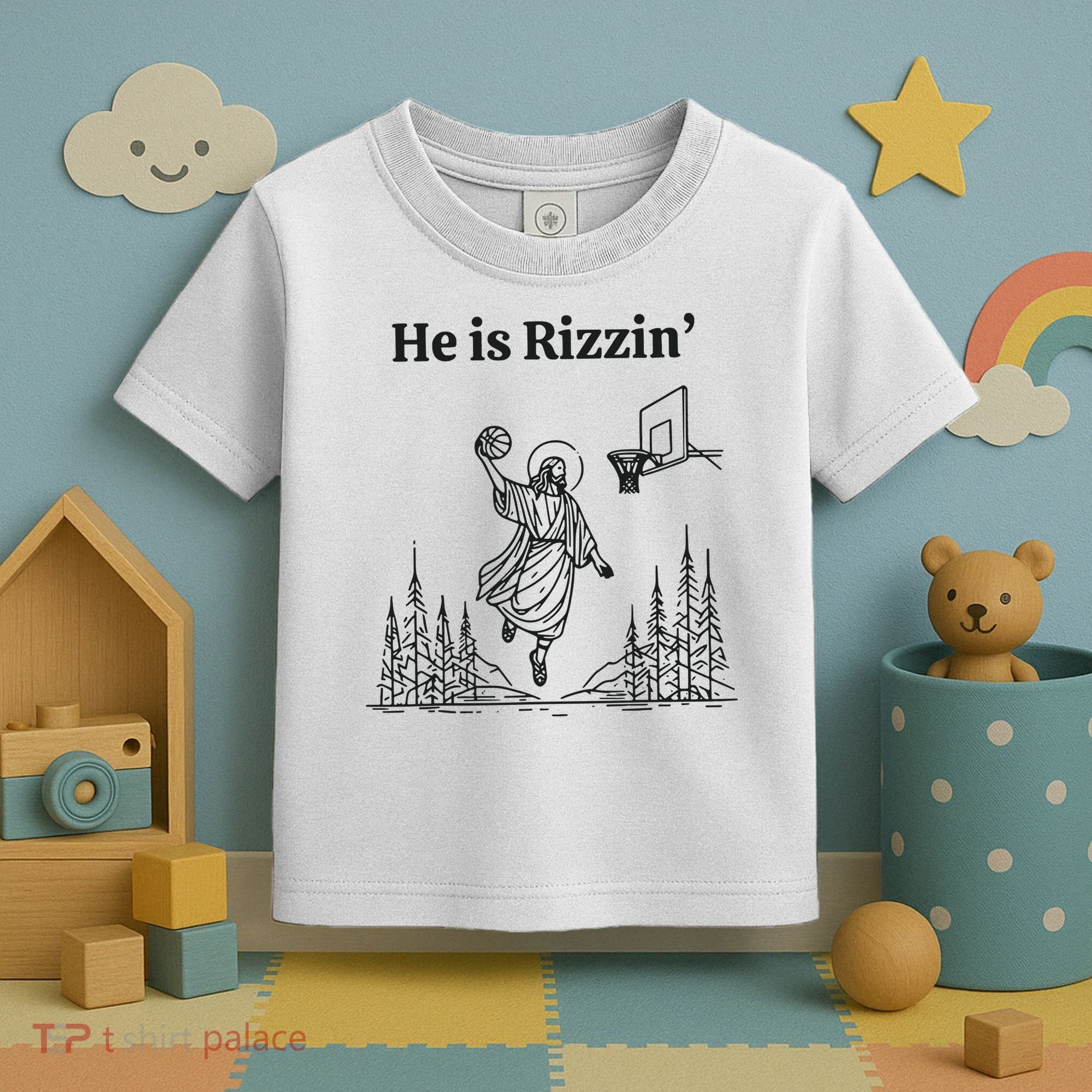 He Is Rizzen Basketball Toddler T-Shirt
