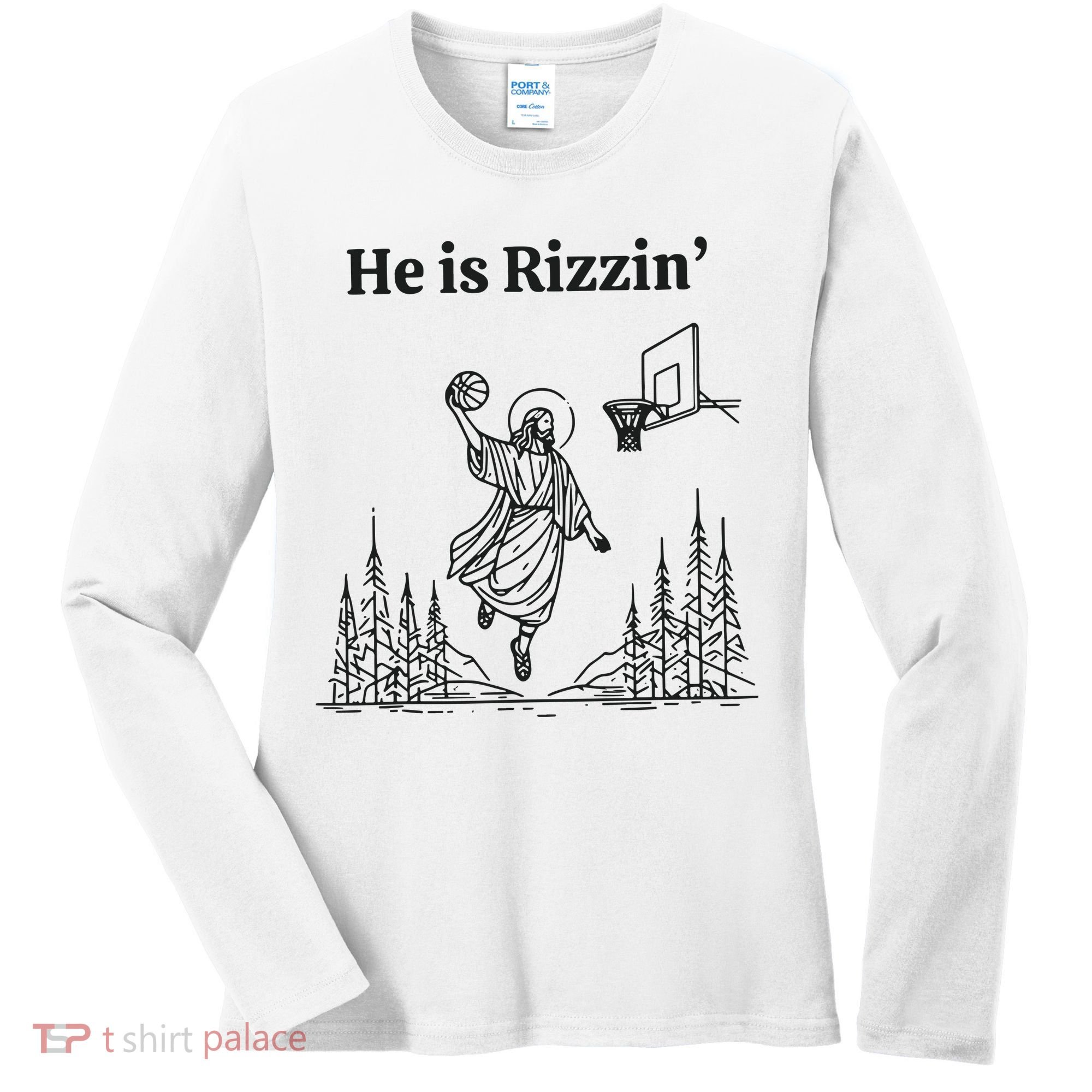 He Is Rizzen Basketball Women's Long Sleeve Shirt