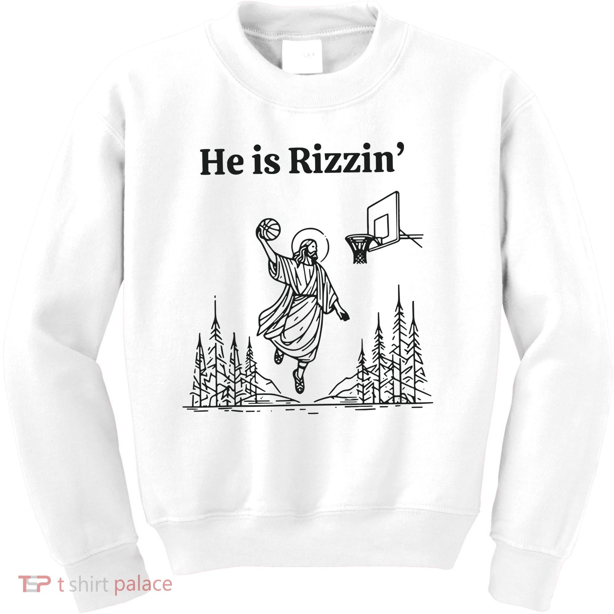 He Is Rizzen Basketball Kids Sweatshirt