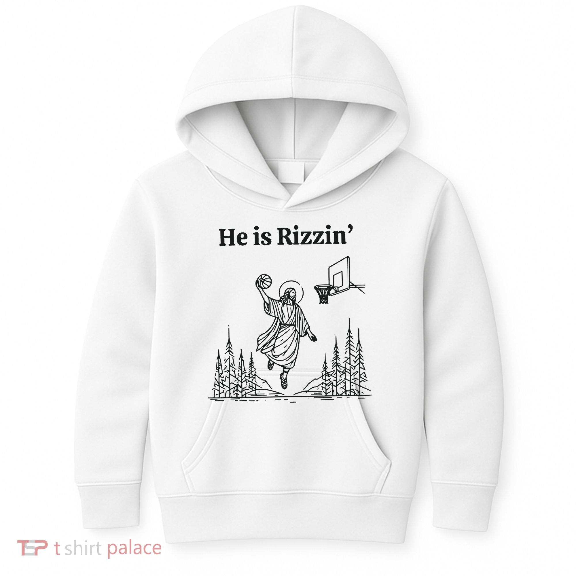 He Is Rizzen Basketball Kids Hoodie