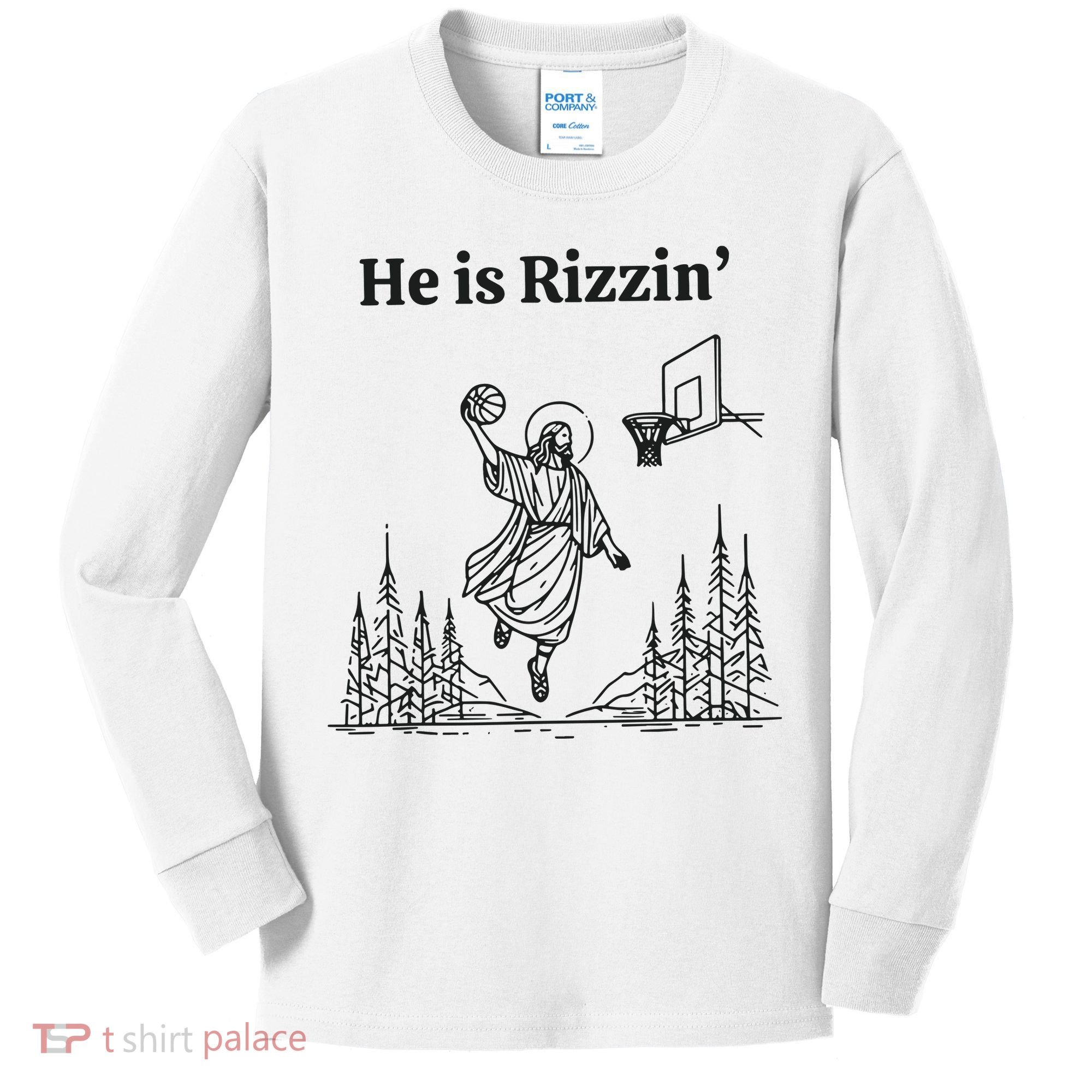 He Is Rizzen Basketball Kids Long Sleeve Shirt