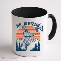 He Is Rizzin Easter Jesus Christian Basketball Coffee Mug thumb 1