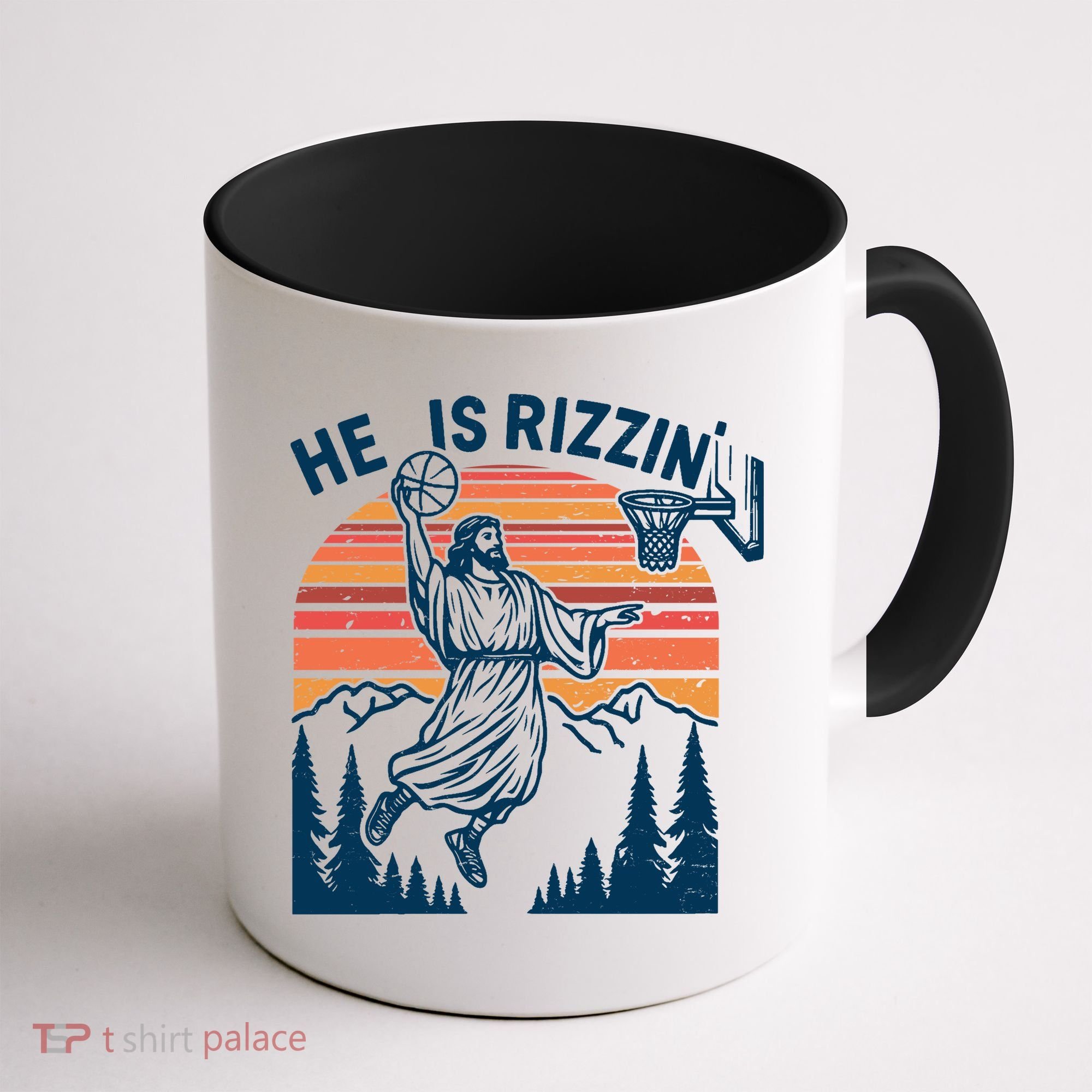 He Is Rizzin Easter Jesus Christian Basketball Coffee Mug