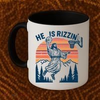 He Is Rizzin Easter Jesus Christian Basketball Coffee Mug thumb 2