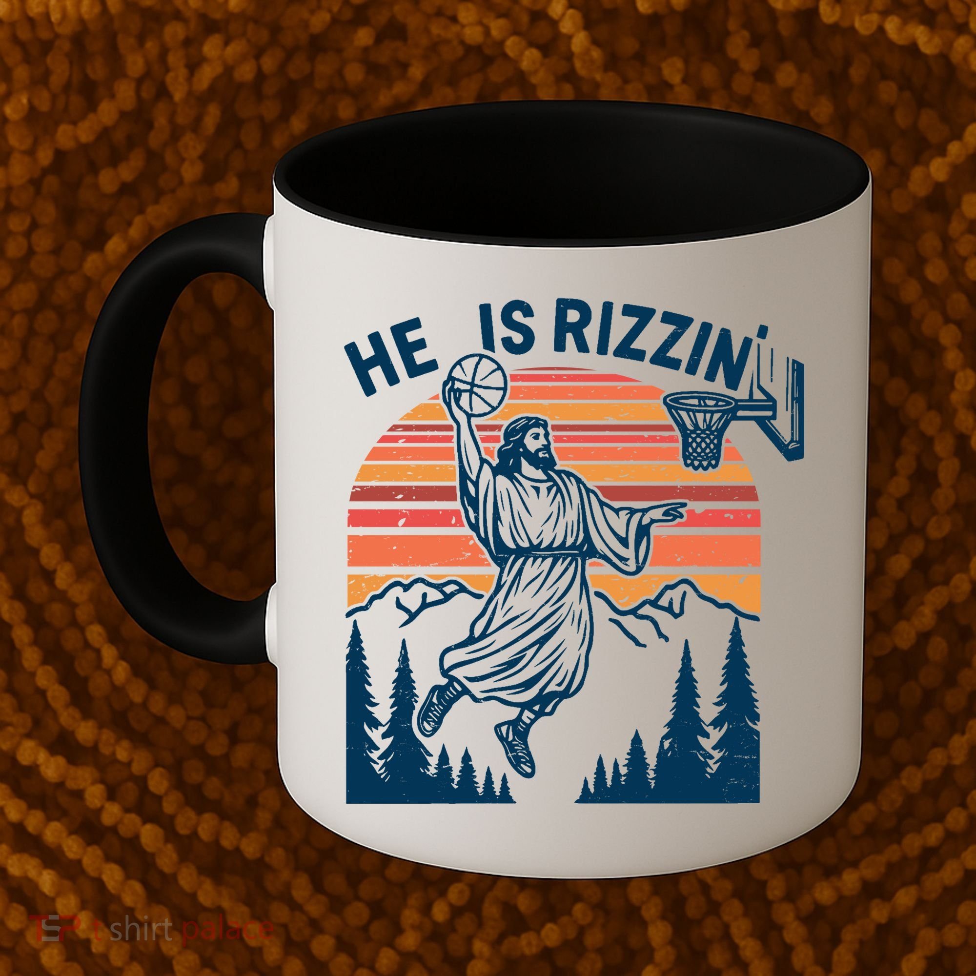 He Is Rizzin Easter Jesus Christian Basketball Coffee Mug