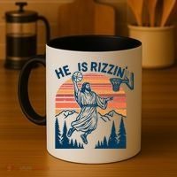 He Is Rizzin Easter Jesus Christian Basketball Coffee Mug thumb 4