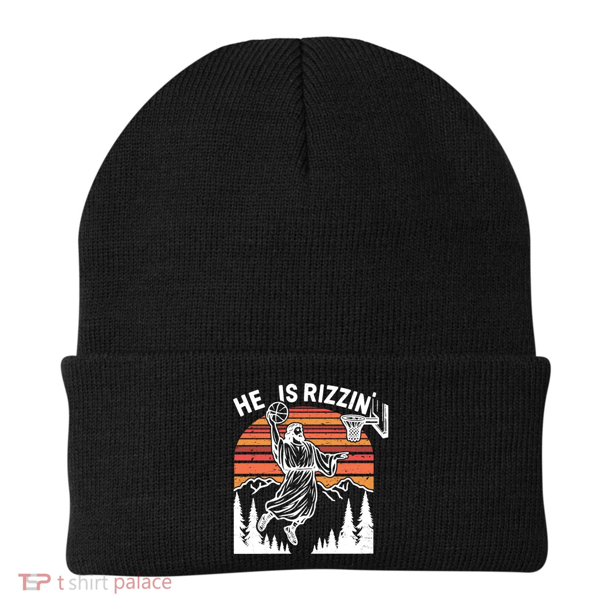 He Is Rizzin Easter Jesus Christian Basketball Beanie