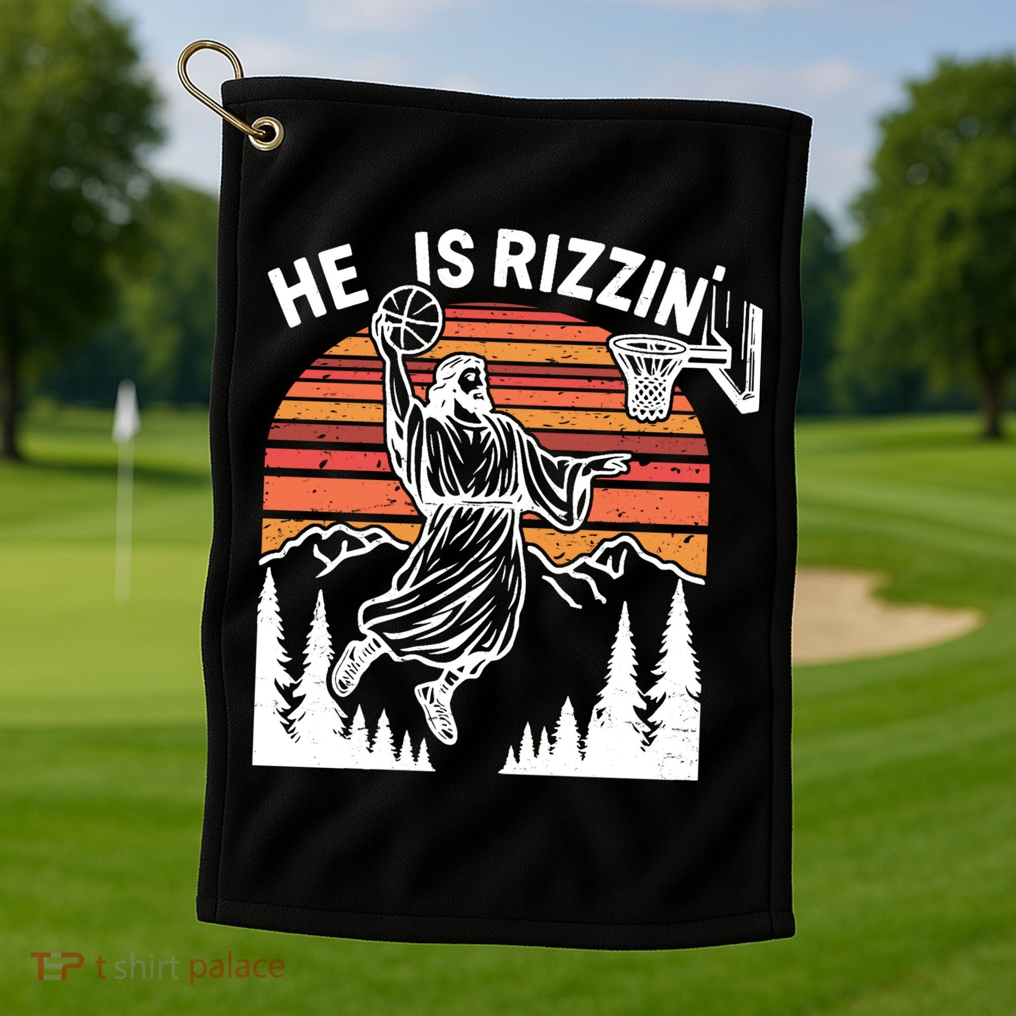 He Is Rizzin Easter Jesus Christian Basketball Golf Towel