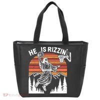 He Is Rizzin Easter Jesus Christian Basketball Tote Bag thumb 0