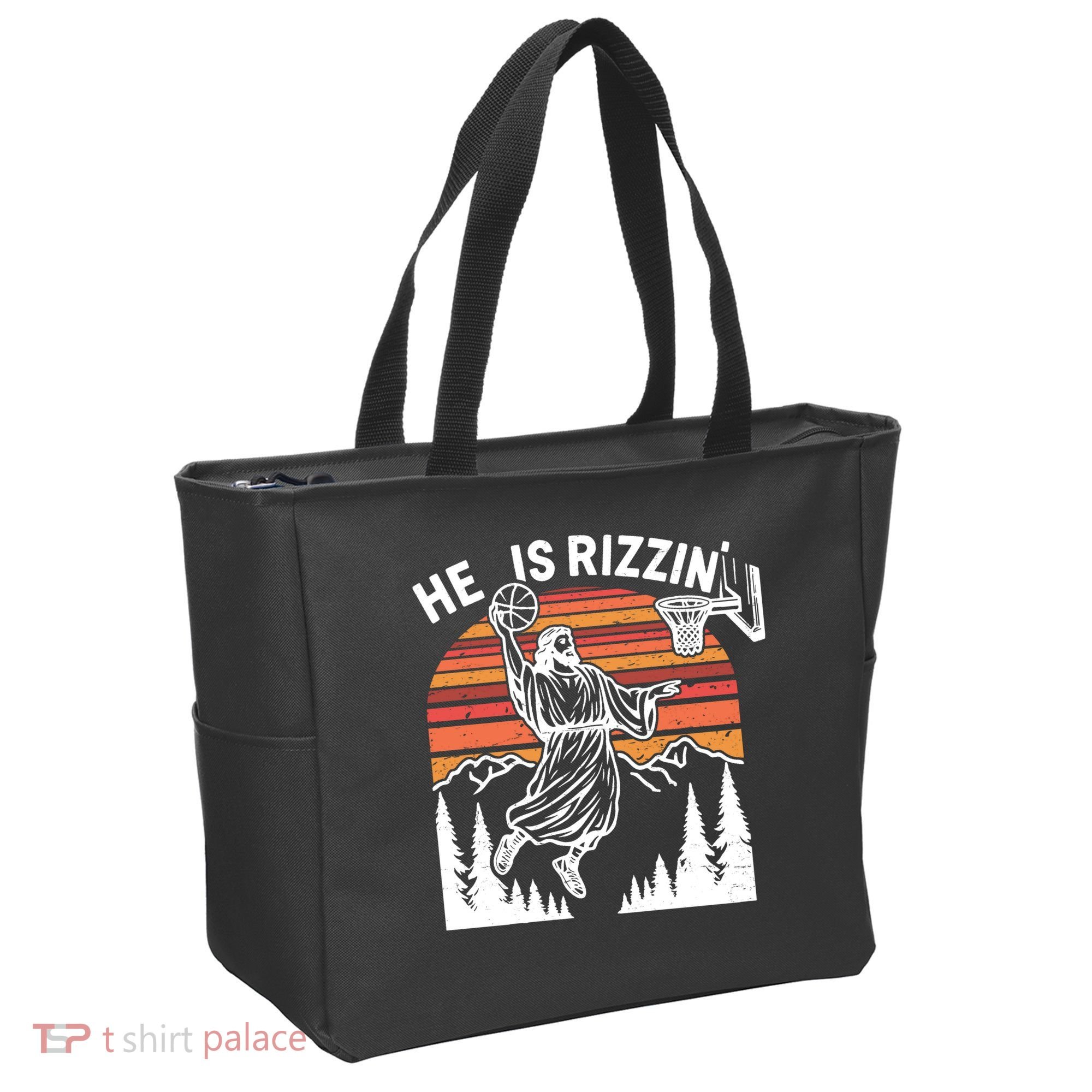 He Is Rizzin Easter Jesus Christian Basketball Tote Bag