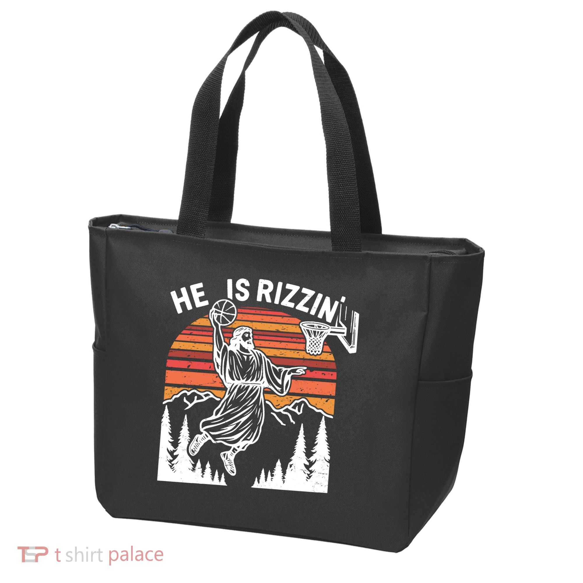 He Is Rizzin Easter Jesus Christian Basketball Tote Bag