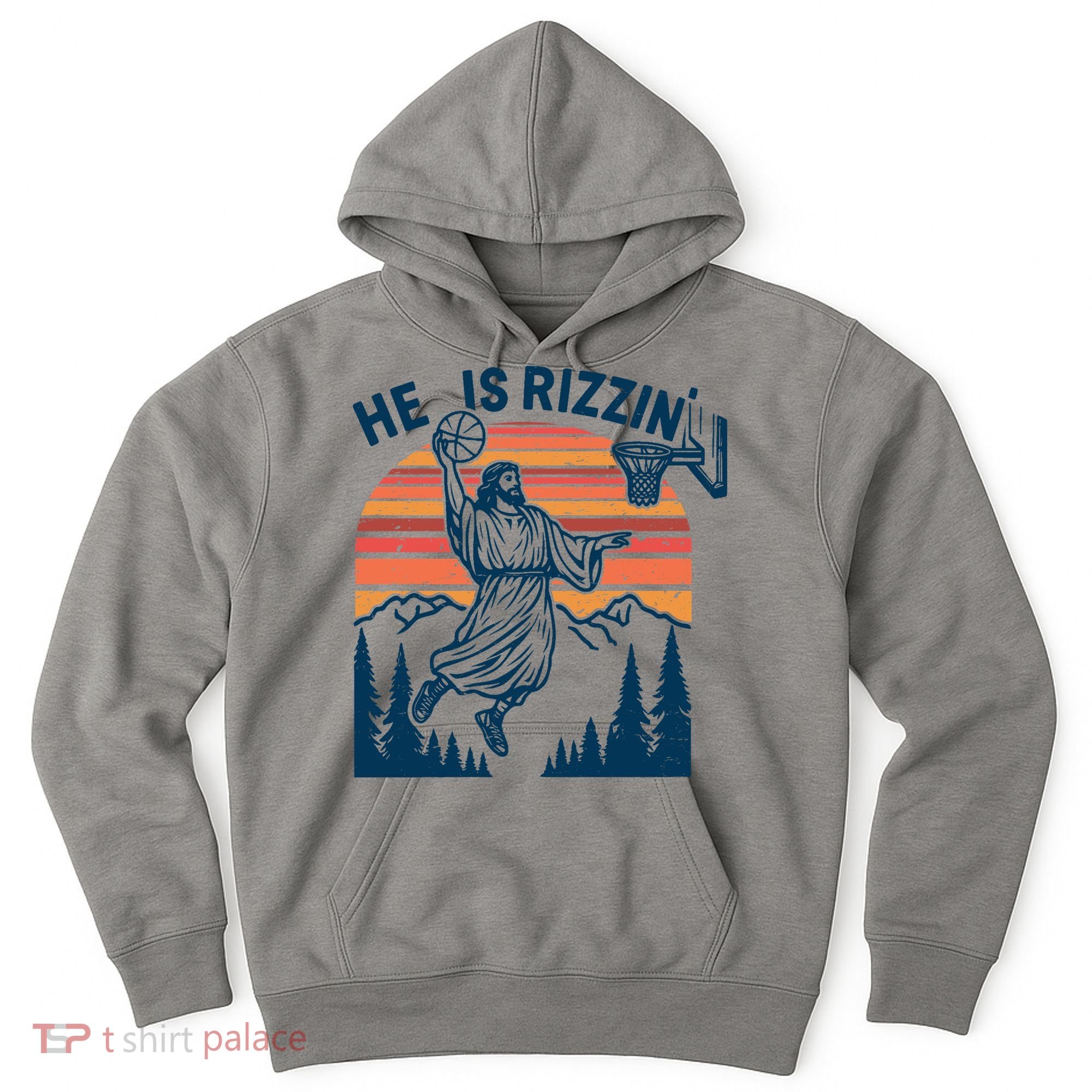 He Is Rizzin Easter Jesus Christian Basketball Hoodie