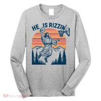 He Is Rizzin Easter Jesus Christian Basketball Long Sleeve Shirt thumb 0