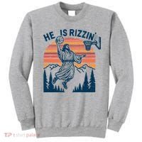 He Is Rizzin Easter Jesus Christian Basketball Sweatshirt thumb 0