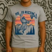 He Is Rizzin Easter Jesus Christian Basketball T-Shirt thumb 3