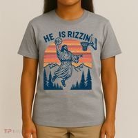 He Is Rizzin Easter Jesus Christian Basketball T-Shirt thumb 4