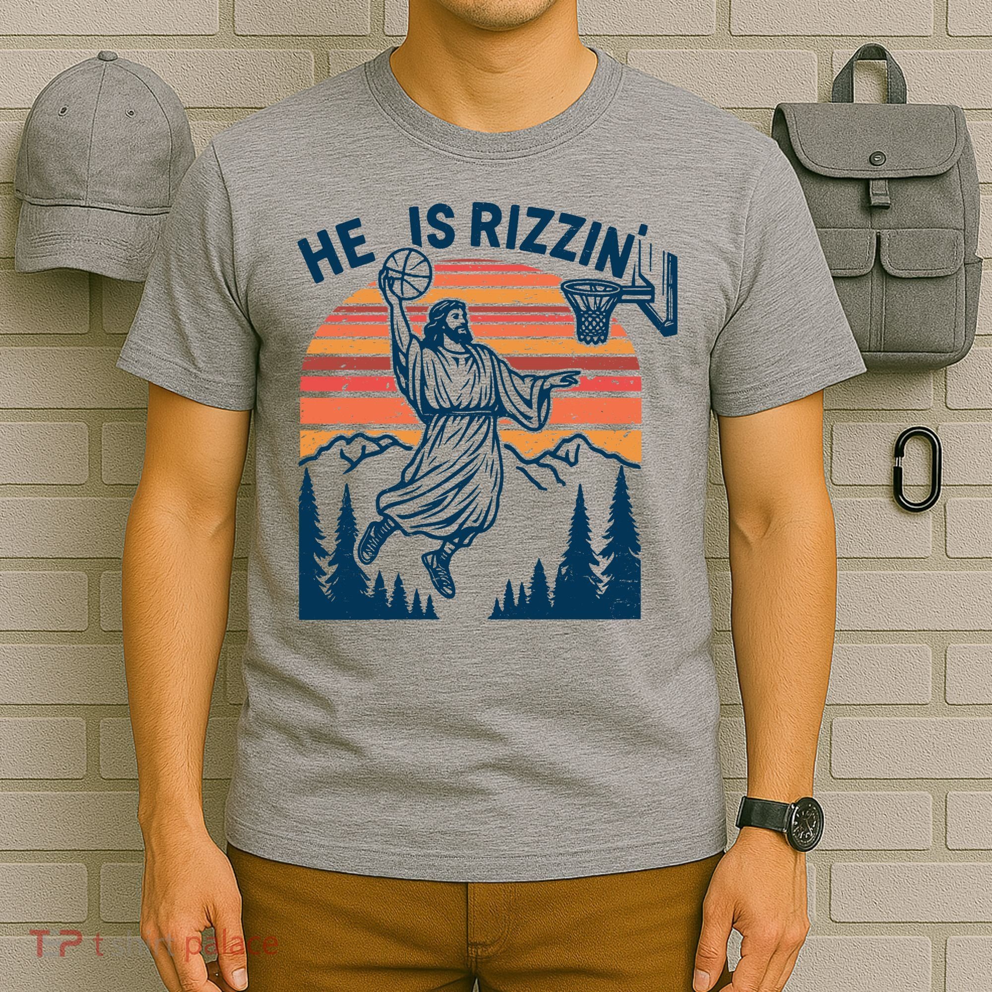 He Is Rizzin Easter Jesus Christian Basketball T-Shirt