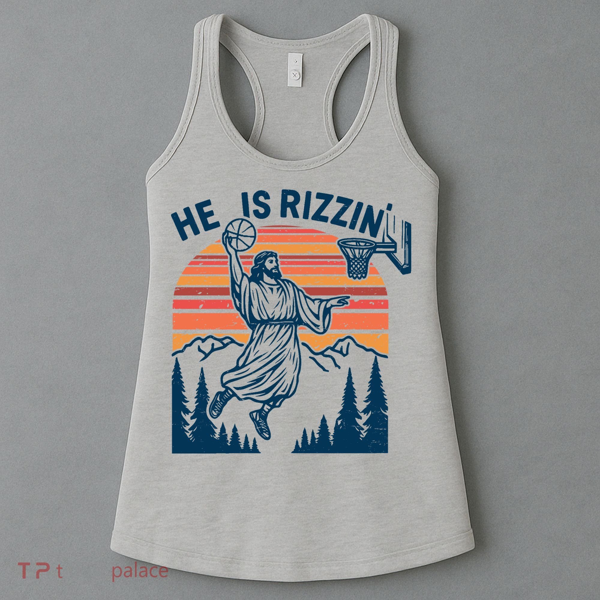 He Is Rizzin Easter Jesus Christian Basketball Women's Tank Top