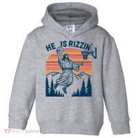 He Is Rizzin Easter Jesus Christian Basketball Toddler Hoodie thumb 0