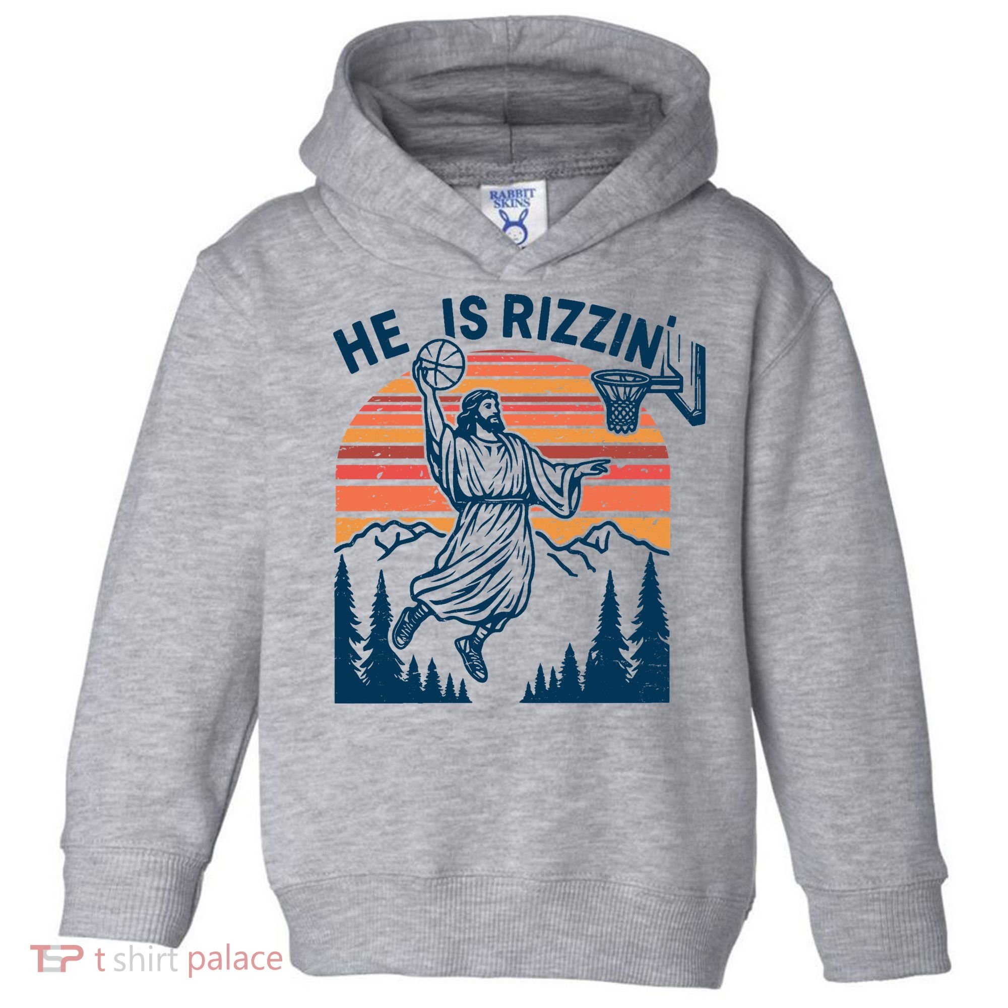 He Is Rizzin Easter Jesus Christian Basketball Toddler Hoodie