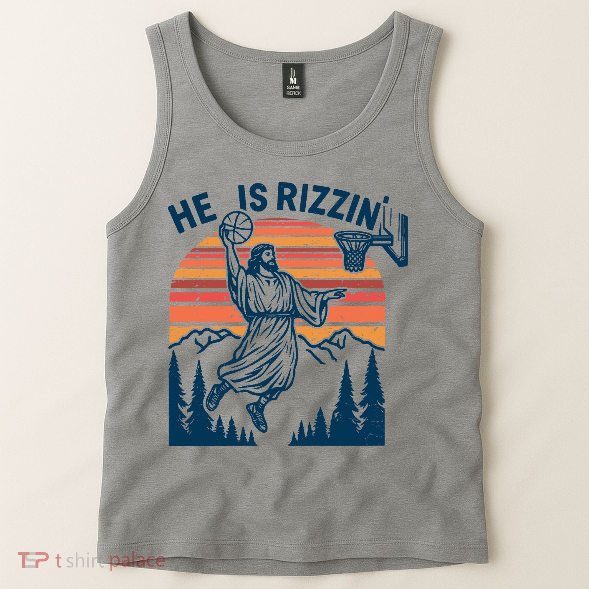 He Is Rizzin Easter Jesus Christian Basketball Tank Top