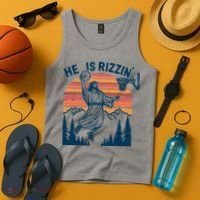 He Is Rizzin Easter Jesus Christian Basketball Tank Top thumb 4