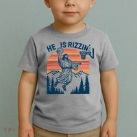 He Is Rizzin Easter Jesus Christian Basketball Toddler T-Shirt thumb 2