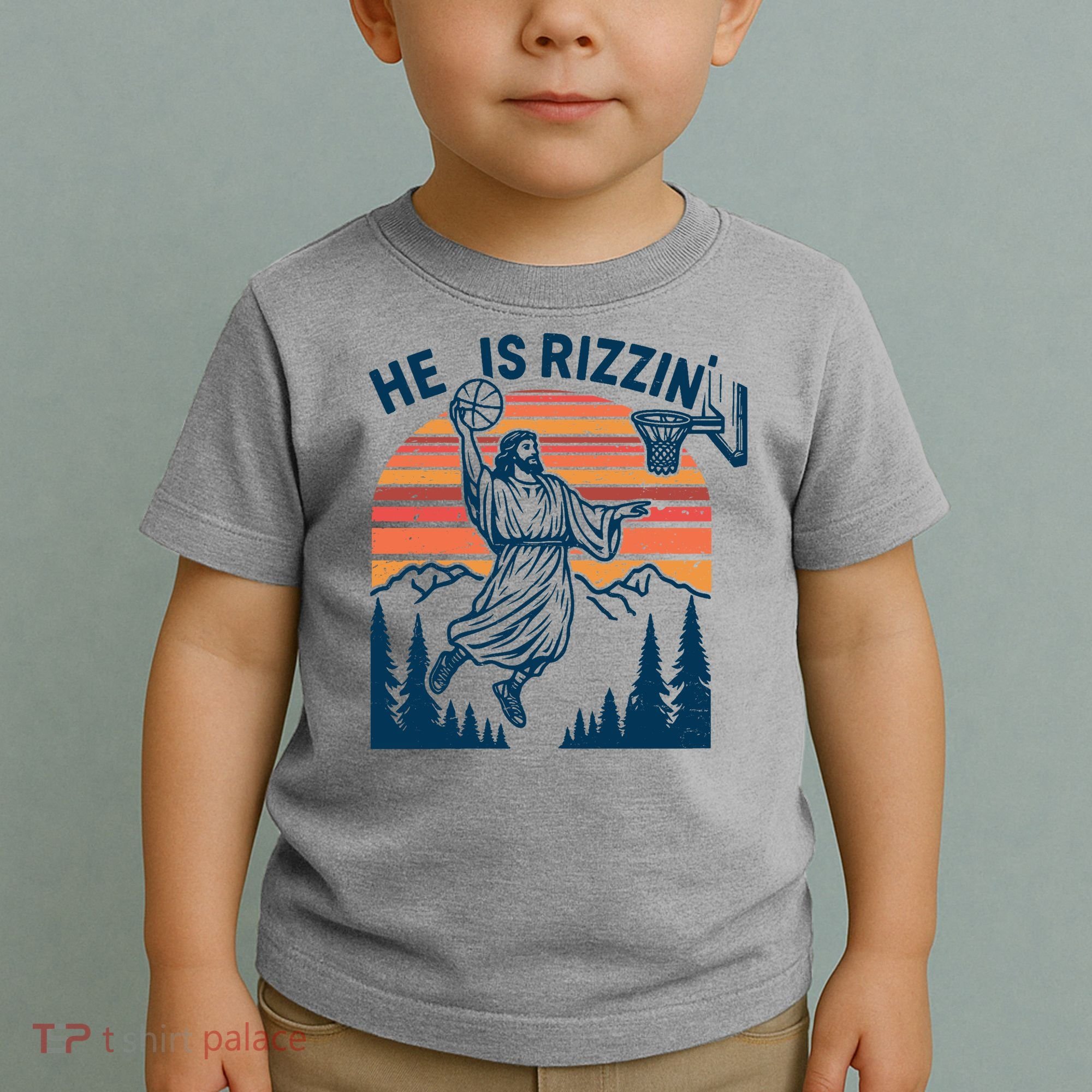 He Is Rizzin Easter Jesus Christian Basketball Toddler T-Shirt