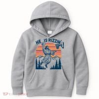 He Is Rizzin Easter Jesus Christian Basketball Kids Hoodie thumb 0