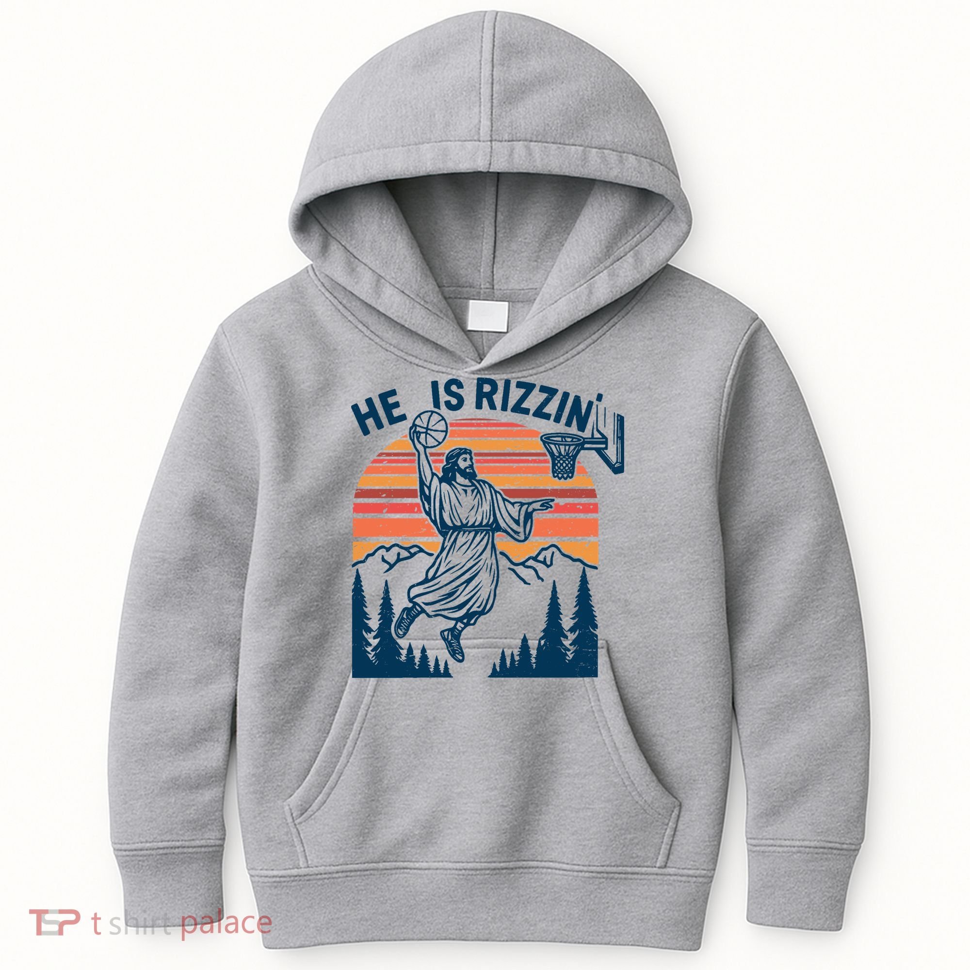 He Is Rizzin Easter Jesus Christian Basketball Kids Hoodie