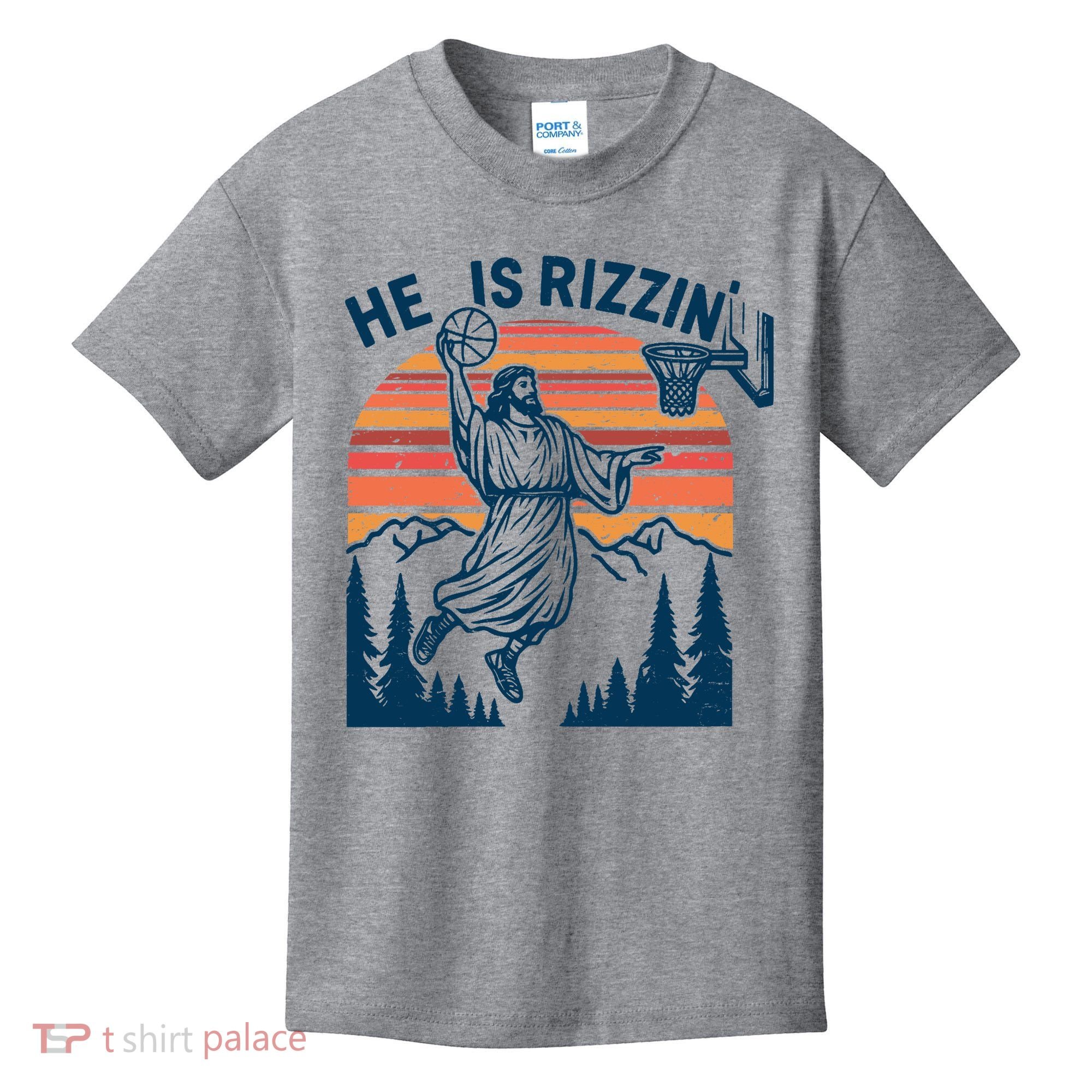 He Is Rizzin Easter Jesus Christian Basketball Kids T-Shirt