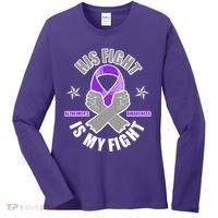 His Fight Is My Fight Alzheimer's Awareness Women's Long Sleeve Shirt thumb 0