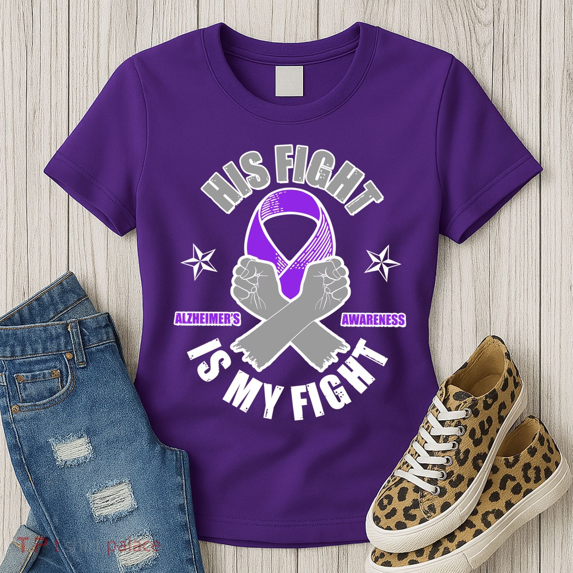 His Fight Is My Fight Alzheimer's Awareness Women's T-Shirt
