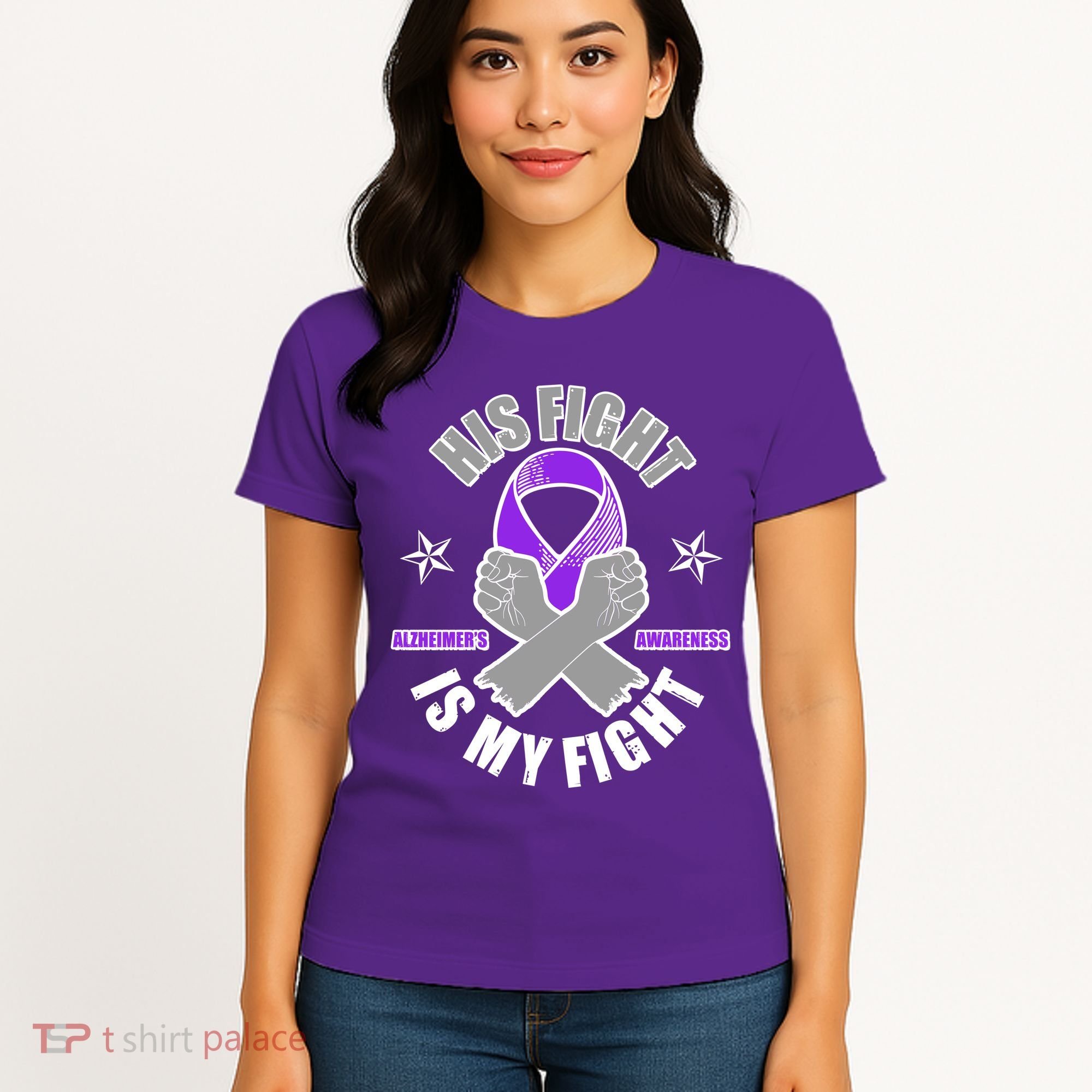 His Fight Is My Fight Alzheimer's Awareness Women's T-Shirt