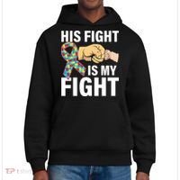 His Fight Is My Fight Autism Awareness District V.I.T. Heavyweight Hoodie thumb 0
