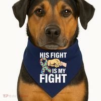 His Fight Is My Fight Autism Awareness USA-Made Doggie Bandana thumb 1