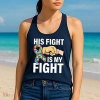 His Fight Is My Fight Autism Awareness Women's Tank Top thumb 2