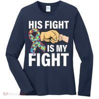 His Fight Is My Fight Autism Awareness Women's Long Sleeve Shirt thumb 0