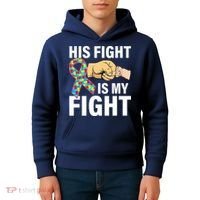 His Fight Is My Fight Autism Awareness Kids Hoodie thumb 4