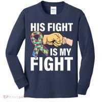 His Fight Is My Fight Autism Awareness Kids Long Sleeve Shirt thumb 0