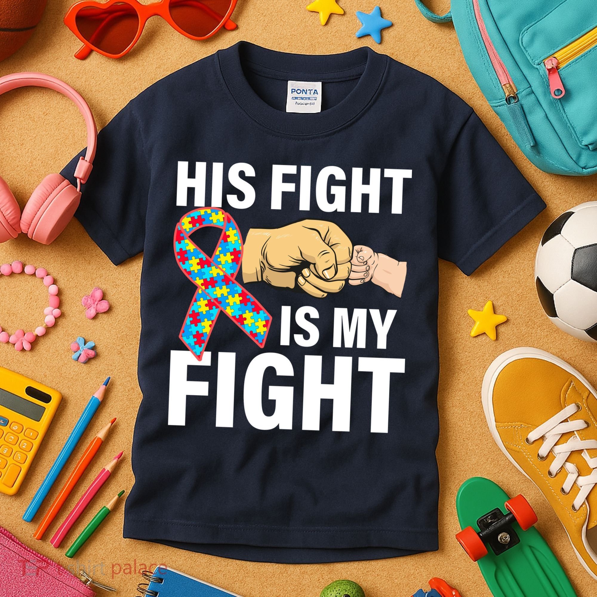 His Fight Is My Fight Autism Awareness Kids T-Shirt