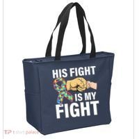 His Fight Is My Fight Autism Awareness Tote Bag thumb 2