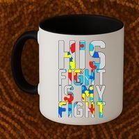 His Fight Is My Fight Autism Awareness Ribbon Coffee Mug thumb 2