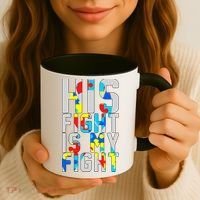 His Fight Is My Fight Autism Awareness Ribbon Coffee Mug thumb 3