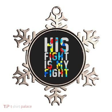 His Fight Is My Fight Autism Awareness Ribbon Ornament