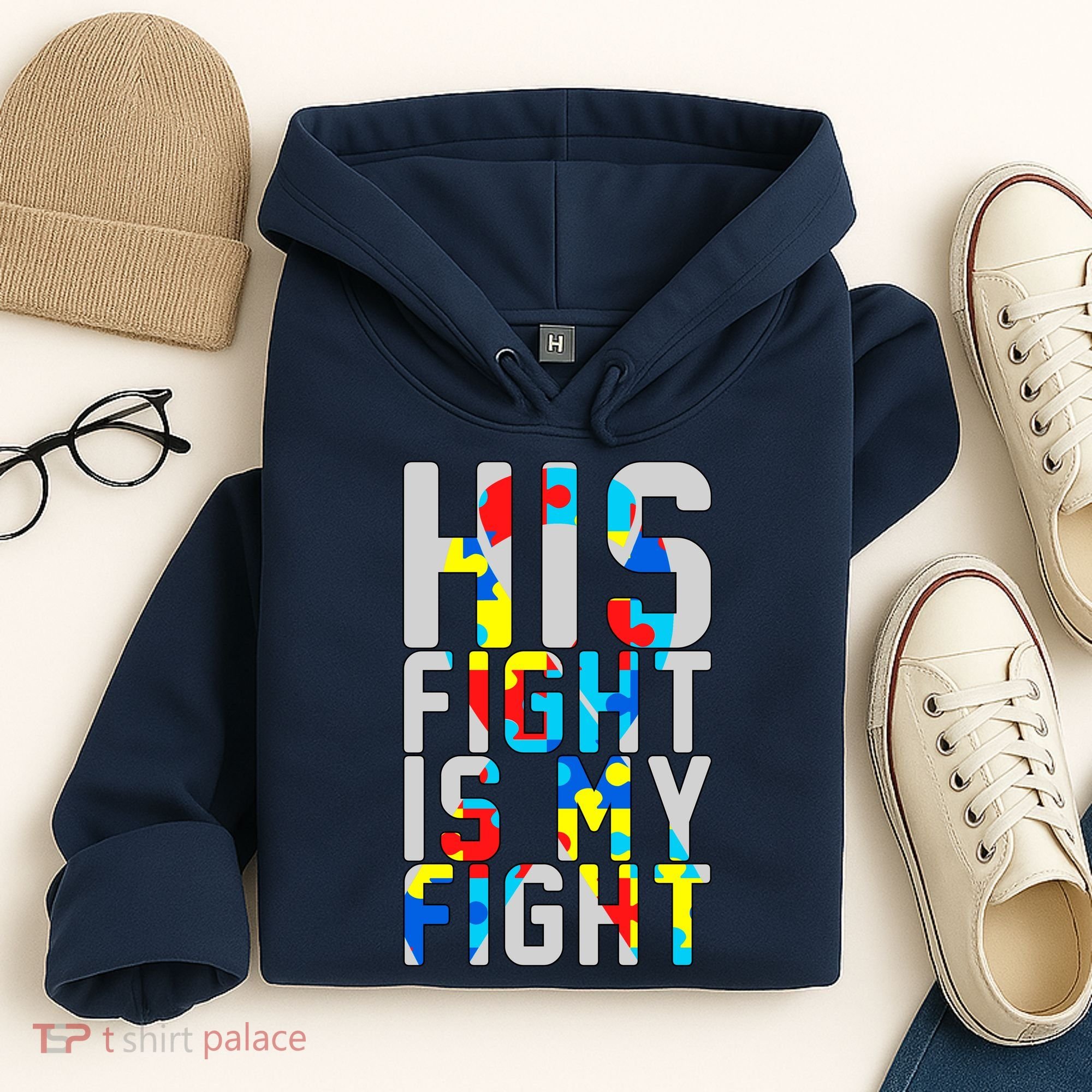 His Fight Is My Fight Autism Awareness Ribbon Hoodie