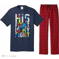 His Fight Is My Fight Autism Awareness Ribbon Pajama Set thumb 0